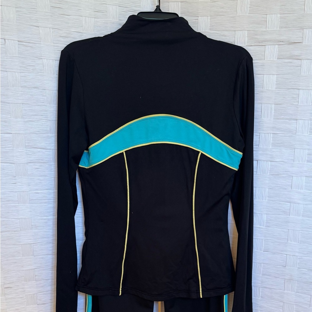 Boston Proper Sport Black Turquoise Jacket and Pants S with Blue and Yellow - Picture 4 of 7